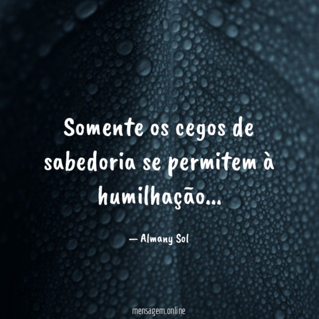 Somente os cegos de sabedoria se permitem à humilhação