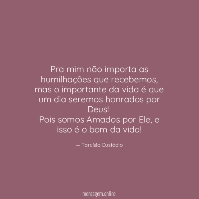 Pra mim não importa as humilhações que recebemos