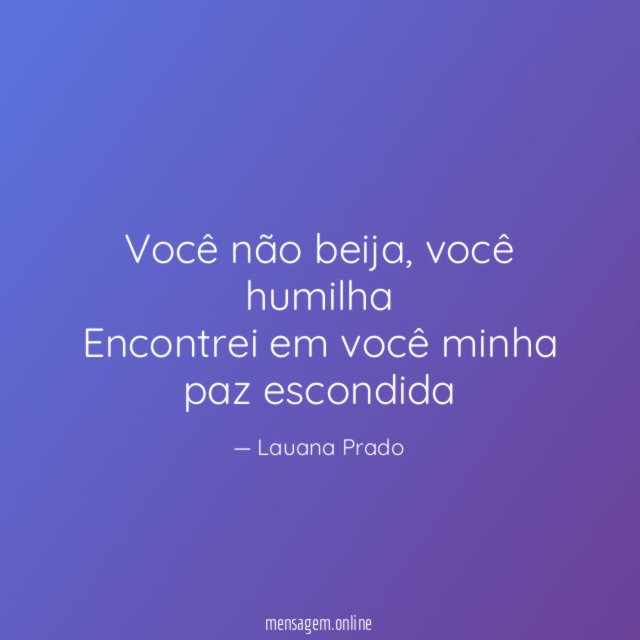 Você não beija