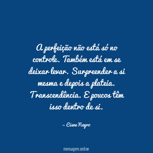 A perfeição não está só no controle