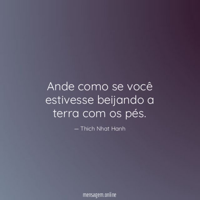 Ande como se você estivesse beijando a terra com os pés