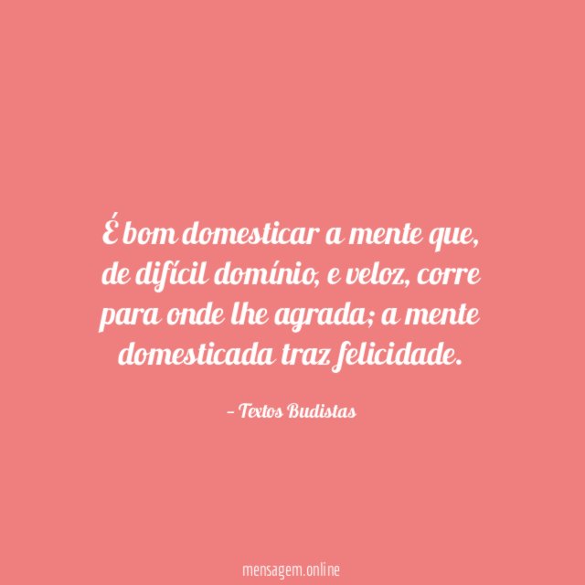 É bom domesticar a mente que
