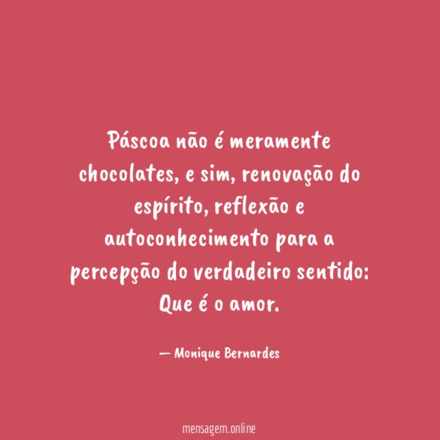 Páscoa não é meramente chocolates