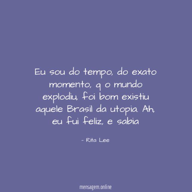 Eu sou do tempo