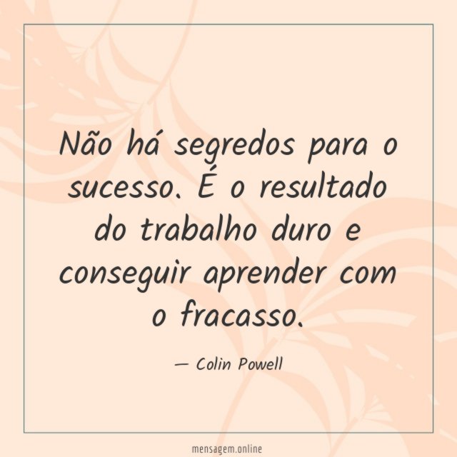 Não há segredos para o sucesso