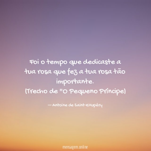 Foi o tempo que dedicaste a tua rosa que fez a tua rosa tão importante.