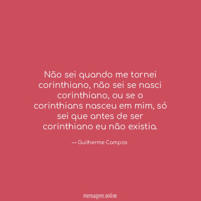 Não sei quando me tornei corinthiano