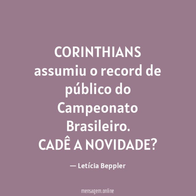 CORINTHIANS assumiu o record de público do Campeonato Brasileiro