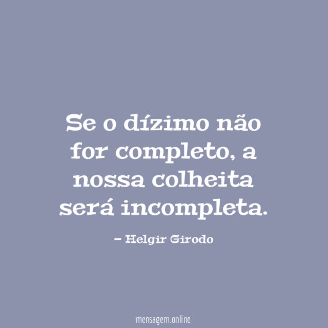 Se o dízimo não for completo