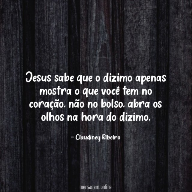 Jesus sabe que o dizimo apenas mostra