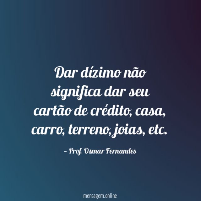 Dar dízimo não significa dar seu cartão de