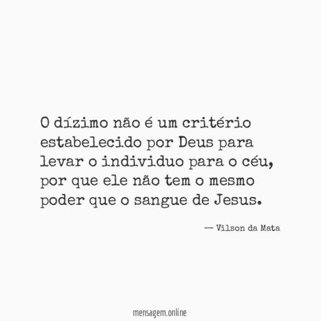 O dízimo não é um critério estabelecido por