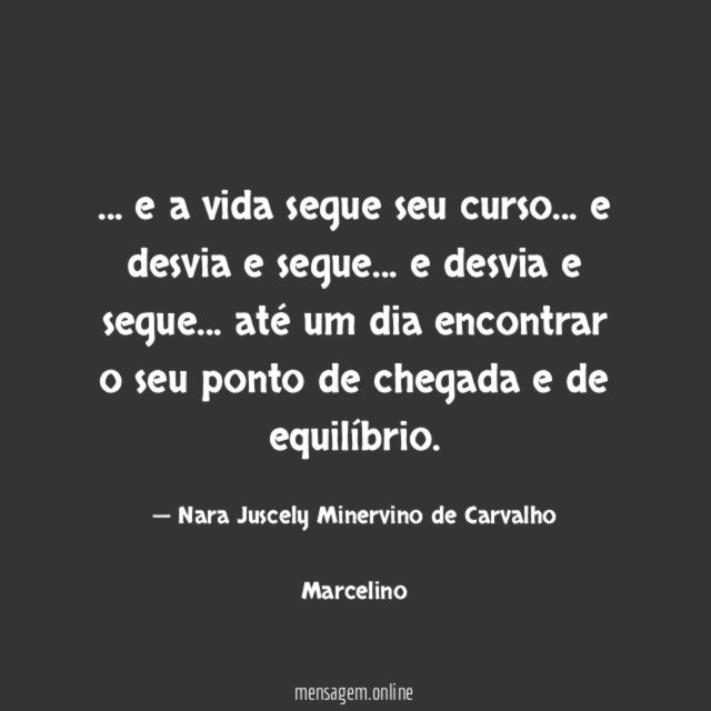 e a vida segue seu curso
