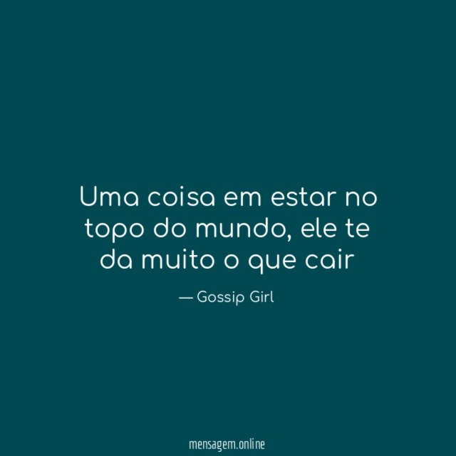 Uma coisa em estar no topo do mundo