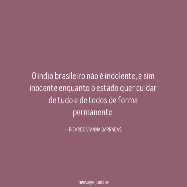 O índio brasileiro não é indolente