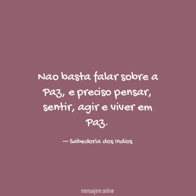 Nao basta falar sobre a Paz