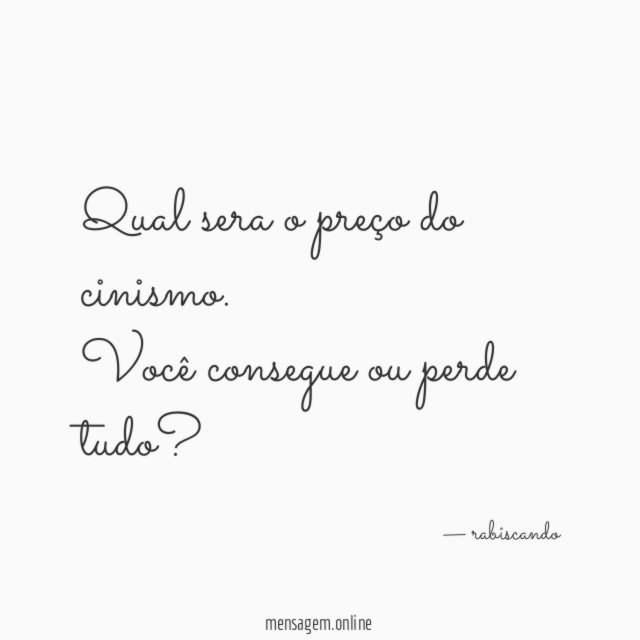 Qual sera o preço do cinismo