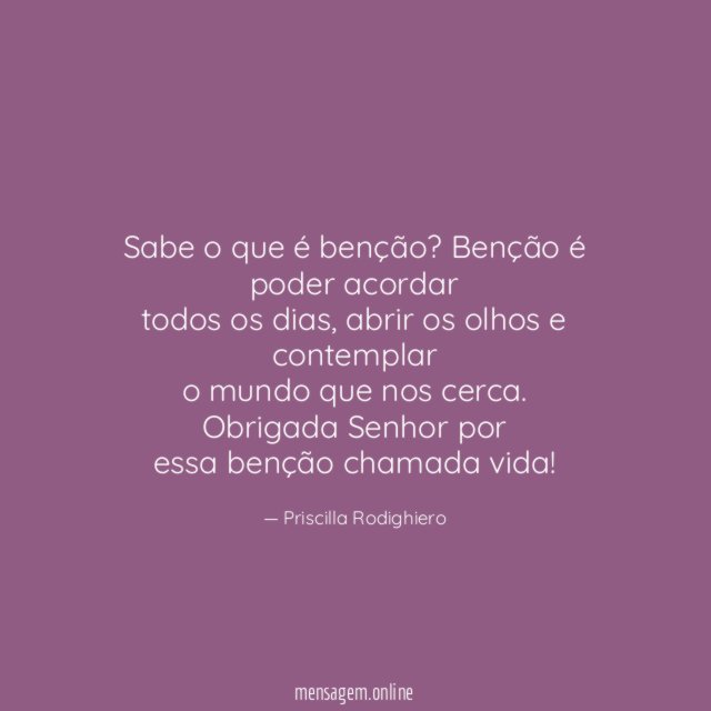 Sabe o que é benção