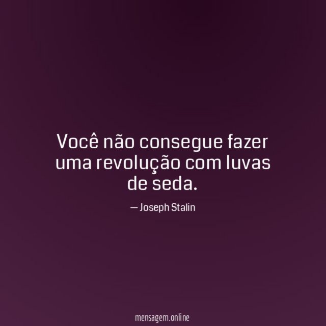 Você não consegue fazer uma revolução com luvas de seda