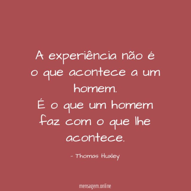A experiência não é o que acontece a um homem