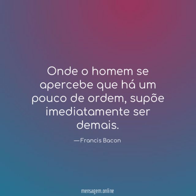 Onde o homem se apercebe que há um pouco de ordem