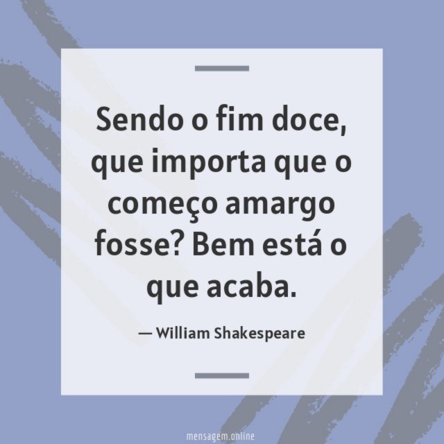 Sendo o fim doce