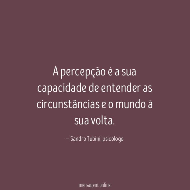 A percepção é a sua capacidade de entender