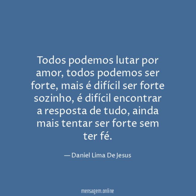 Todos podemos lutar por amor