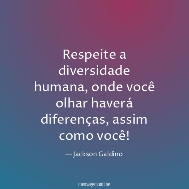 Respeite a diversidade humana
