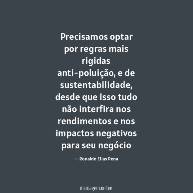 Precisamos optar por regras mais rigidas anti-poluição