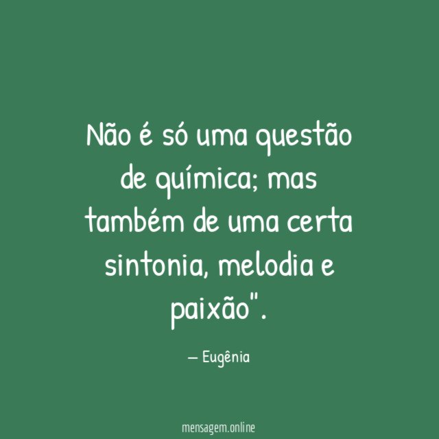Não é só uma questão de química