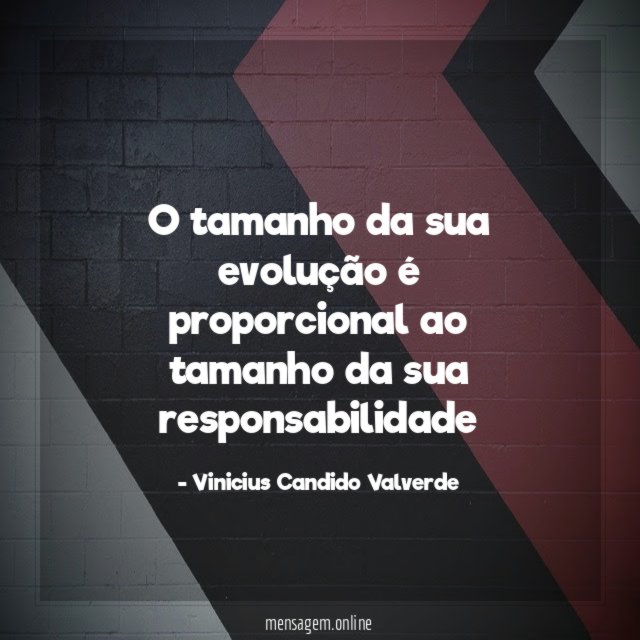 O tamanho da sua evolução é proporcional ao tamanho da sua responsabilidade