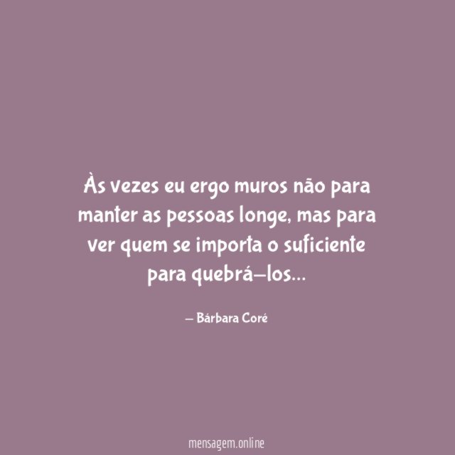 Às vezes eu ergo muros não para manter as pessoas longe