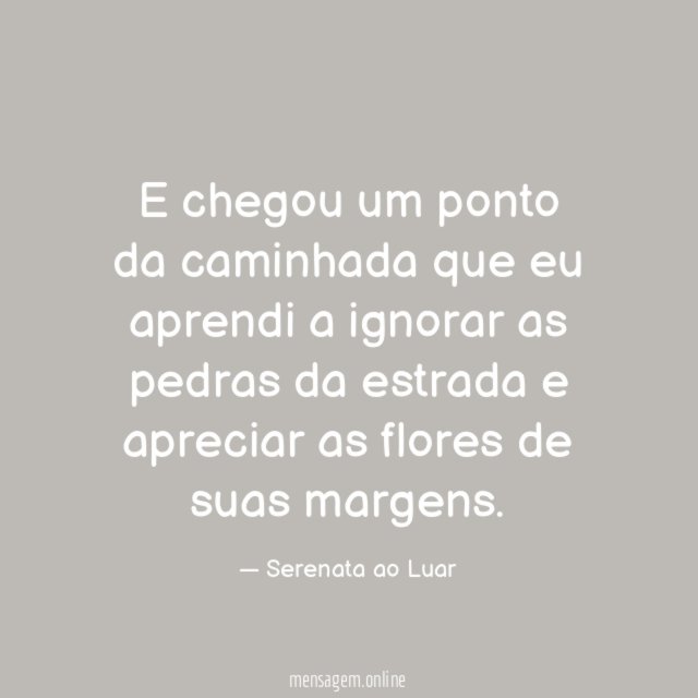 E chegou um ponto da caminhada que eu