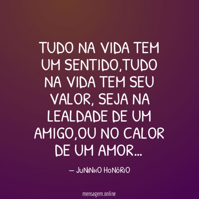Tudo na Vida tem um Sentido
