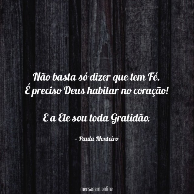 Não basta só dizer que tem Fé