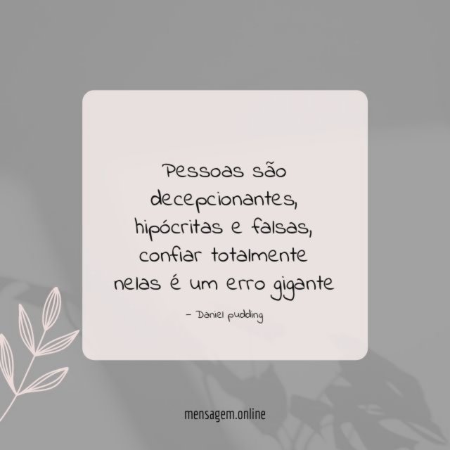 Pessoas são decepcionantes