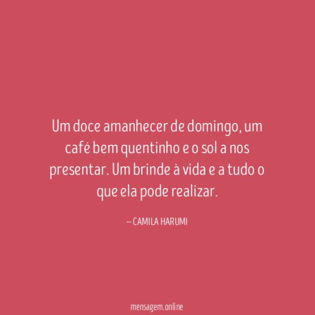 Um doce amanhecer de domingo
