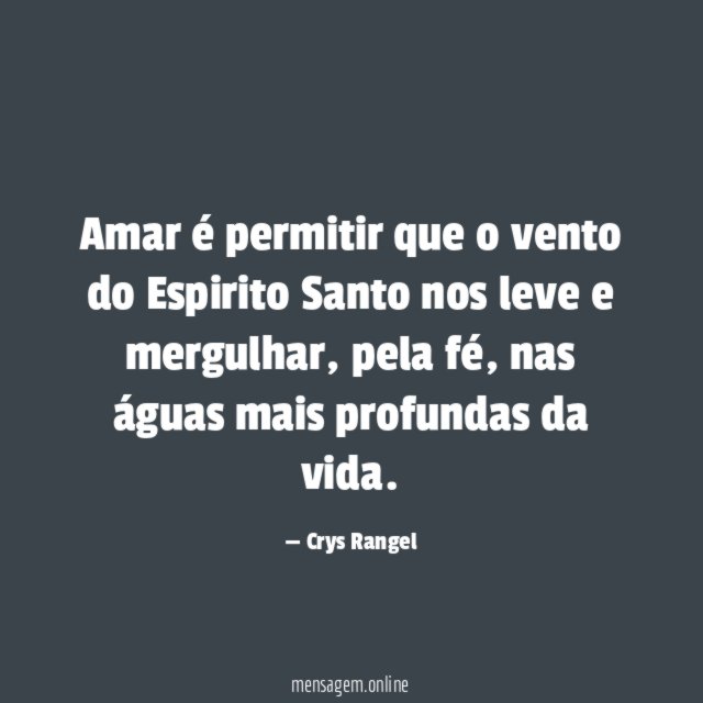 Amar é permitir que o vento do Espirito Santo nos leve e mergulhar