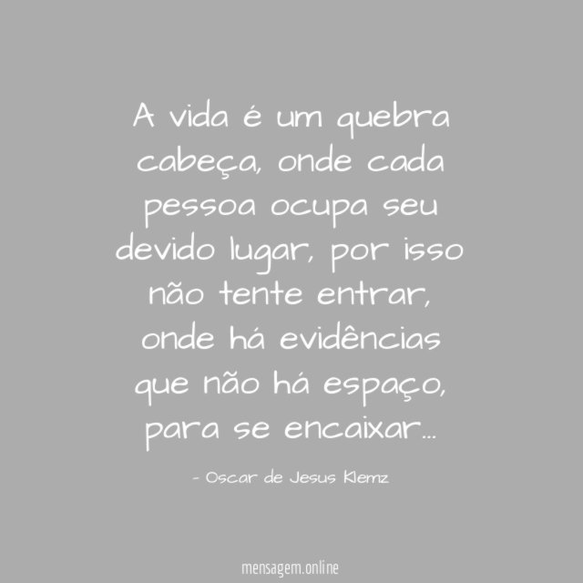 A vida é um quebra cabeça