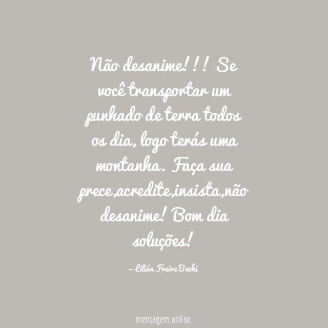 Não desanime
