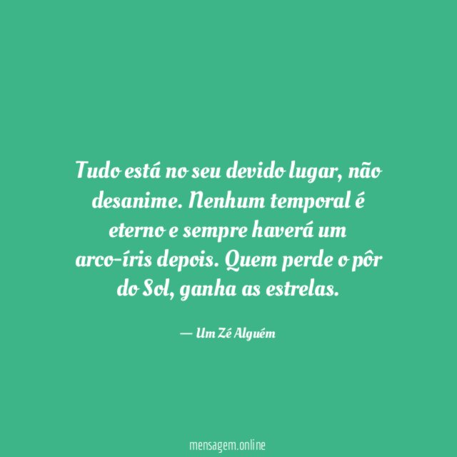 Tudo está no seu devido lugar