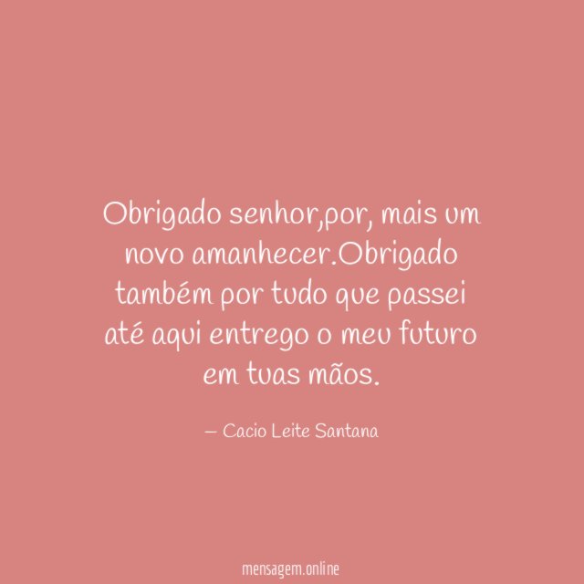 Obrigado senhor