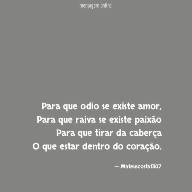 Para que odio se existe amor