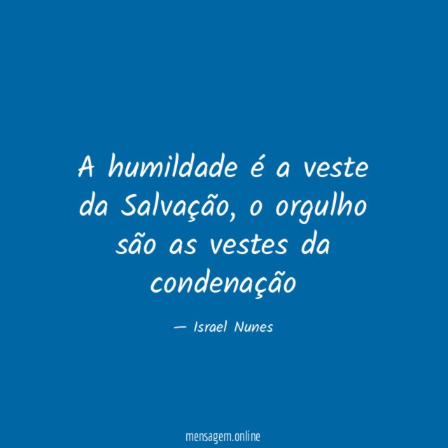 A humildade é a veste da Salvação