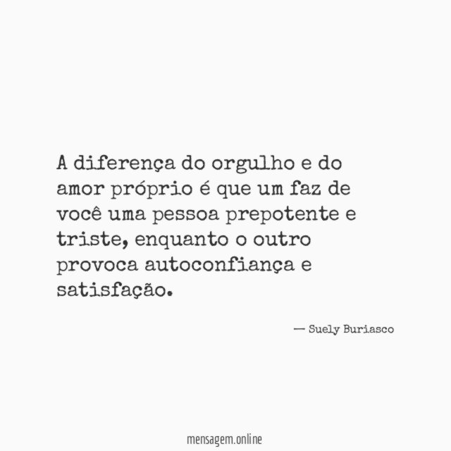 A diferença do orgulho e do amor próprio