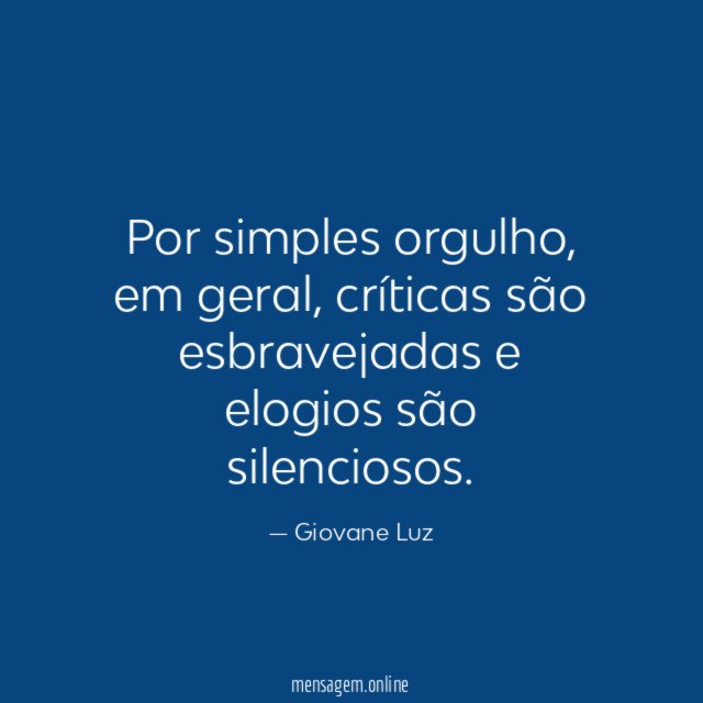 Por simples orgulho