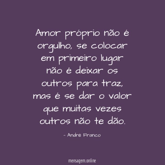 Amor próprio não é orgulho