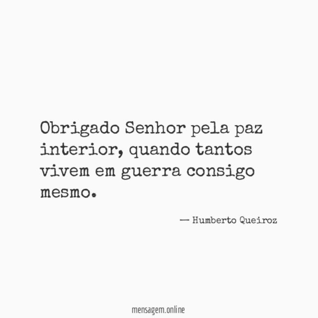 Obrigado Senhor pela paz interior