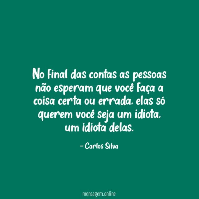 No final das contas as pessoas não esperam